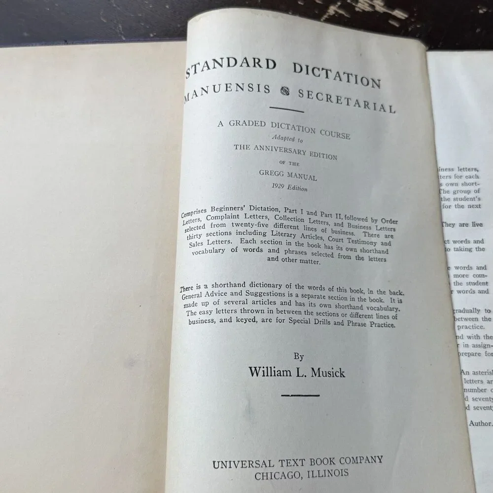 Standard Dictation Amanuensis Secretarial Gregg 1929 Hard Cover Text Book Course - Picture 6 of 12